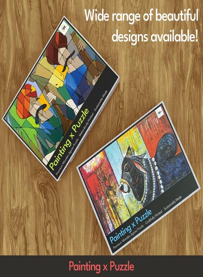 91Knots Painting x Puzzle Series | Contemporary Indian Art | 1000 Pieces Wooden Jigsaw Puzzles for Adults (1000 Pieces, Haveli Colorful Houses) - Image 4